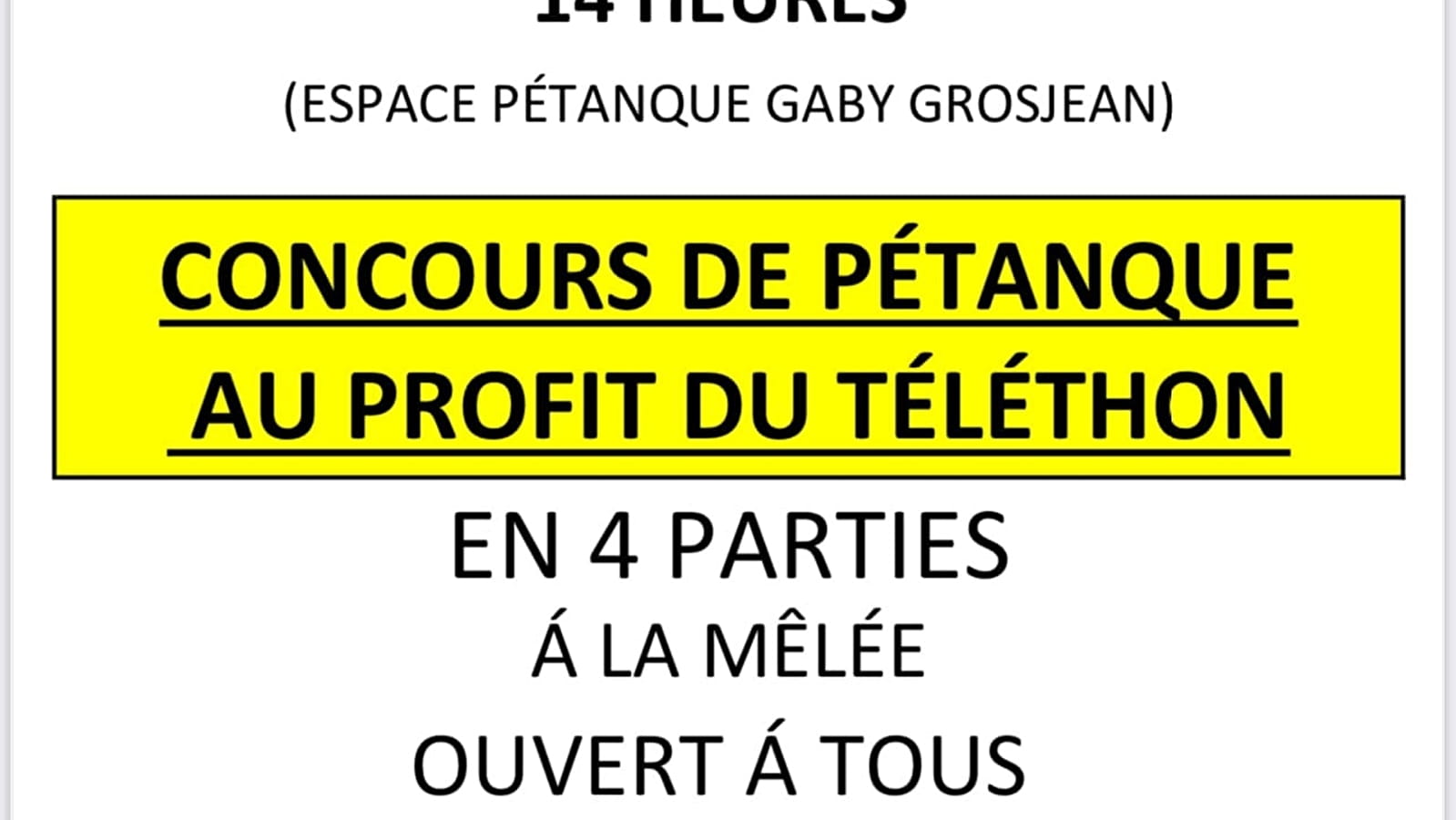 Concours de pétanque au profit du téléthon