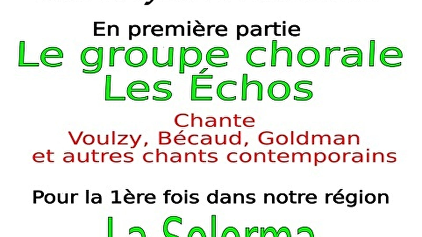 Concert : Groupes Chorale Les Echos et La Solorma